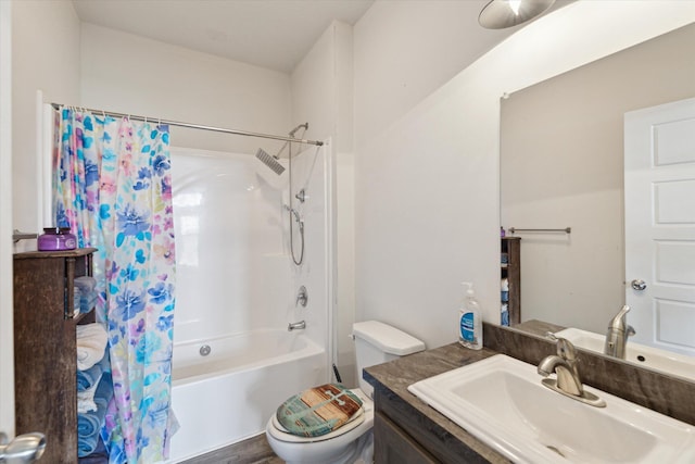 19372 M 140, South Haven, MI 49090 - full bathroom featuring toilet, vanity, and shower / tub combo with curtain