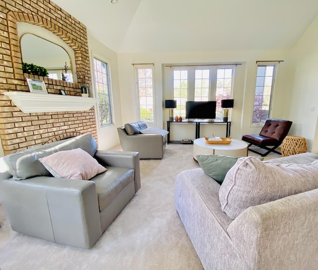 40 Bay Circle Dr, Holland, MI 49424 - living room featuring carpet floors and lofted ceiling
