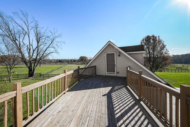 7295 Dutch Rd, Goodrich Vlg, MI 48438 - wooden terrace with a lawn, fence, and a rural view