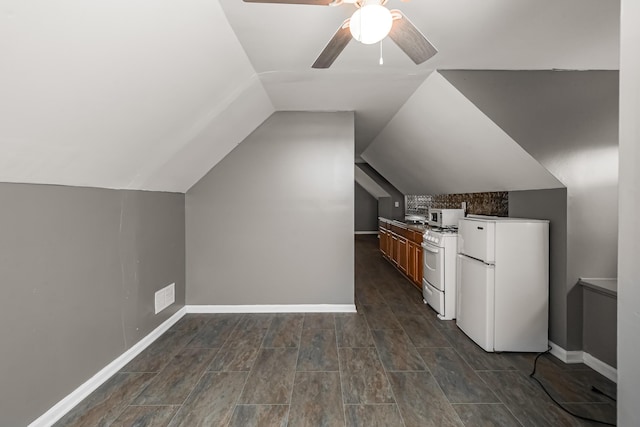 7295 Dutch Rd, Goodrich Vlg, MI 48438 - interior space with baseboards, lofted ceiling, and ceiling fan