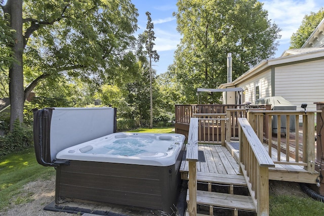 320 N Division St, Marshall, MI 49068 - wooden deck with a hot tub