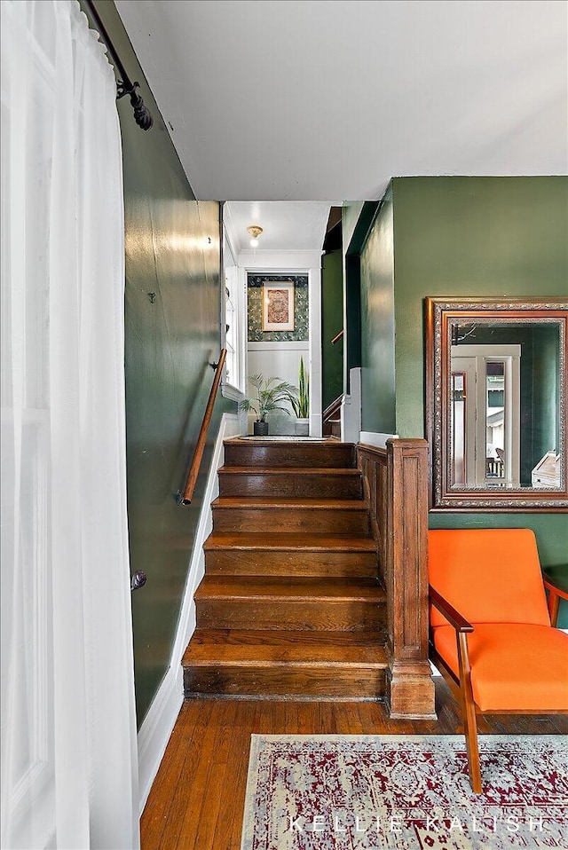 548 Pleasant St SE, Grand Rapids, MI 49503 - stairway with hardwood / wood-style flooring