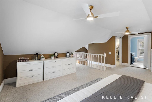 548 Pleasant St SE, Grand Rapids, MI 49503 - bedroom featuring light carpet, lofted ceiling, and ceiling fan