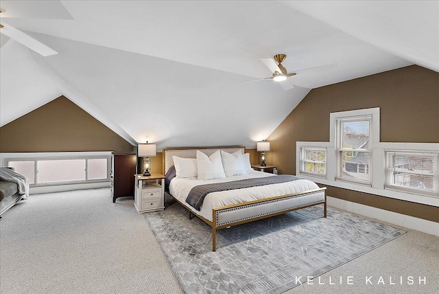 548 Pleasant St SE, Grand Rapids, MI 49503 - bedroom with light carpet, vaulted ceiling, and a ceiling fan