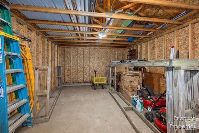 storage room with a garage