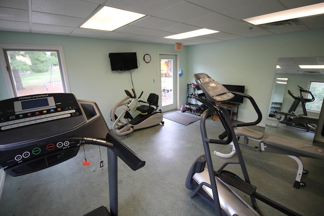 424 Little Lake Dr Unit 40, Ann Arbor, MI 48103 - workout area with plenty of natural light and a paneled ceiling