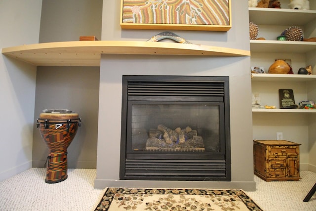 424 Little Lake Dr Unit 40, Ann Arbor, MI 48103 - room details with carpet floors, baseboards, and a glass covered fireplace