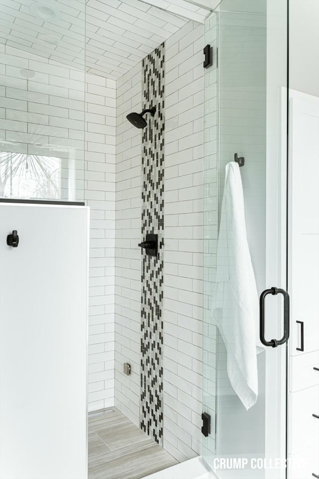 bathroom with a stall shower