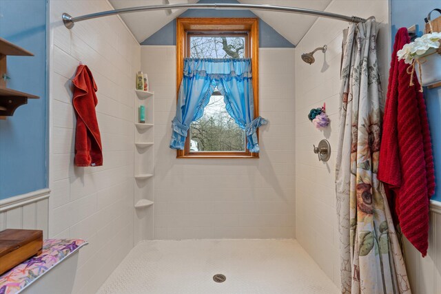 33028 Pokagon Hwy, Niles, MI 49120 - full bath featuring lofted ceiling and tiled shower