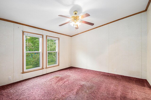 67173 Bulhand Rd, Cassopolis, MI 49031 - empty room with ornamental molding, ceiling fan, and carpet floors
