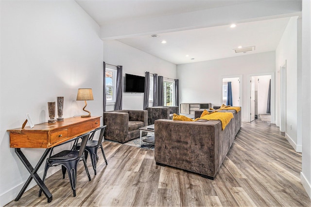 1641 N Arrowhead Rd, Mears, MI 49436 - living area with recessed lighting, baseboards, and wood finished floors