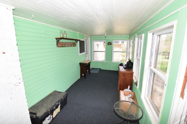 sunroom / solarium featuring carpet floors