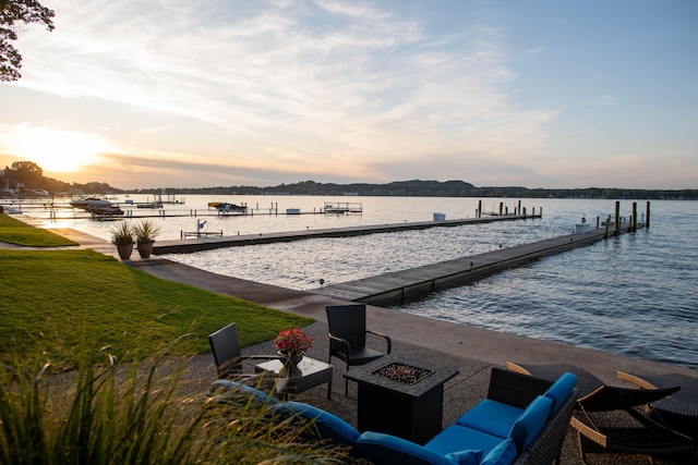 1761 S Shore Dr, Holland, MI 49423 - view of dock with an outdoor fire pit and a water view