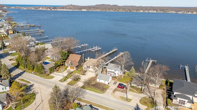 1761 S Shore Dr, Holland, MI 49423 - birds eye view of property with a water view and a residential view