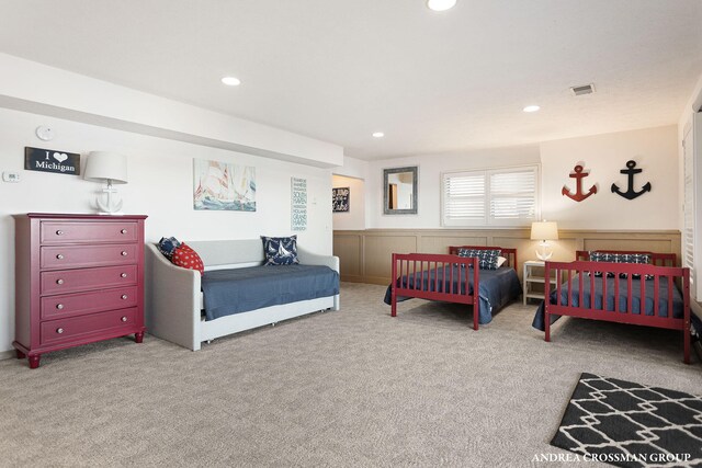 1761 S Shore Dr, Holland, MI 49423 - bedroom with visible vents, carpet floors, and recessed lighting