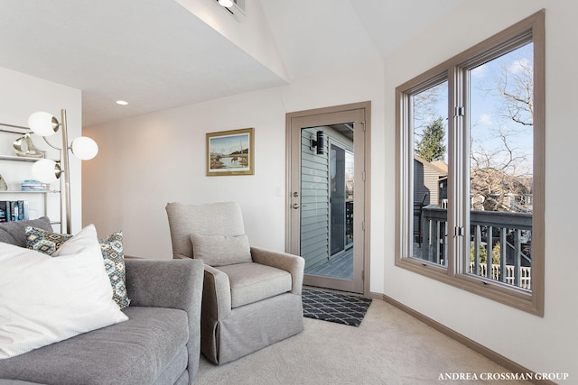 1761 S Shore Dr, Holland, MI 49423 - living room with baseboards, carpet floors, and recessed lighting
