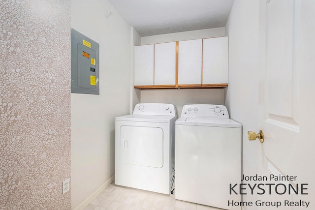 8378 S Jasonville Ct SE Unit 58, Caledonia, MI 49316 - laundry area with electric panel, cabinet space, washer and clothes dryer, and baseboards