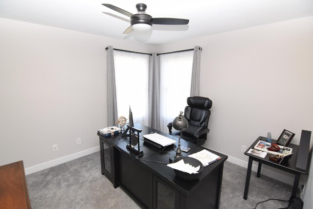 28 Hunting Trail Ave, Quincy, MI 49082 - office with baseboards, a ceiling fan, and light colored carpet