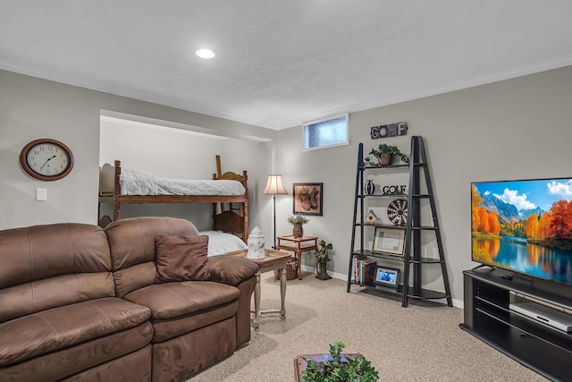 4284 Fairway Ln, Jackson, MI 49201 - bedroom featuring light carpet, crown molding, and baseboards