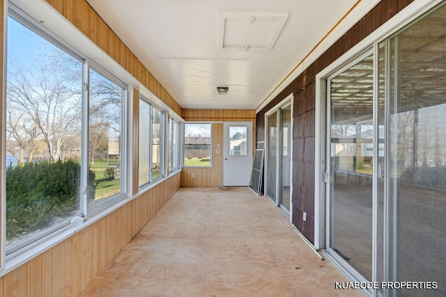 view of unfurnished sunroom