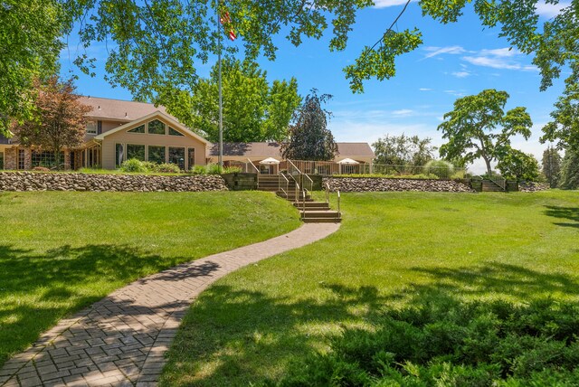 6130 Eidson Rd, Saint Joseph, MI 49085 - view of yard with a wooden deck