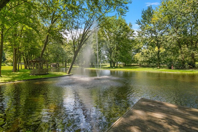 6130 Eidson Rd, Saint Joseph, MI 49085 - water view with a gazebo and a boat dock