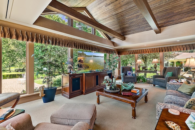 6130 Eidson Rd, Saint Joseph, MI 49085 - sunroom / solarium featuring carpet, healthy amount of natural light, and a water view