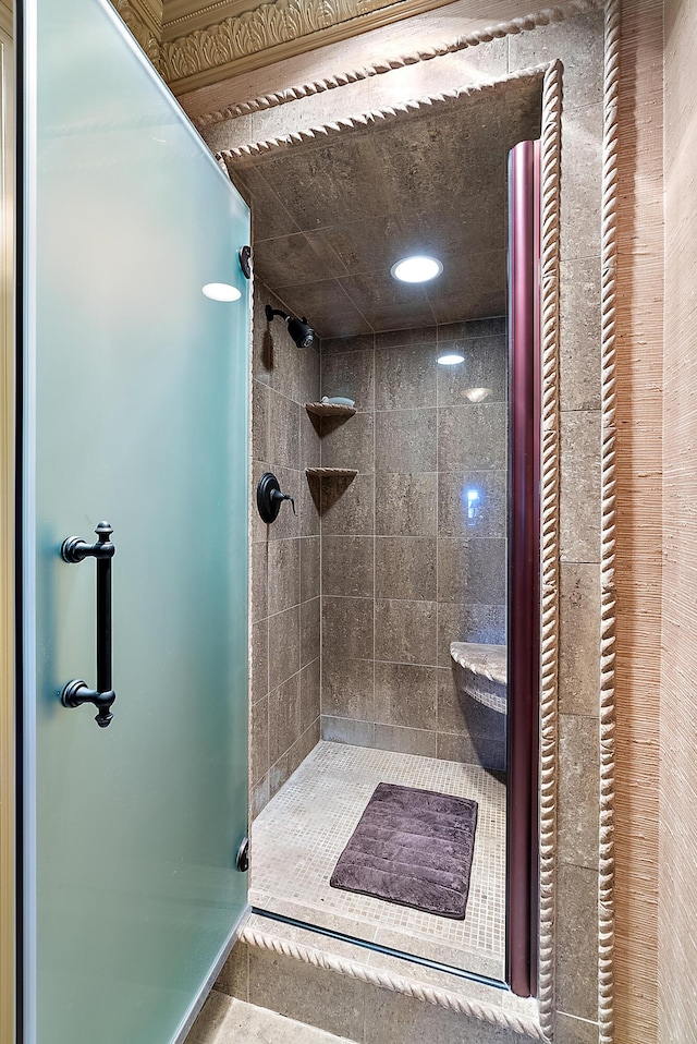 6130 Eidson Rd, Saint Joseph, MI 49085 - full bathroom with a shower stall and tile patterned flooring