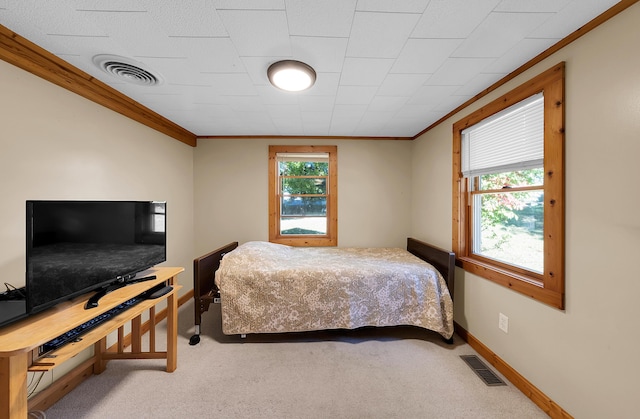 306 Eubank St, Novi, MI 48377 - carpeted bedroom featuring ornamental molding and baseboards