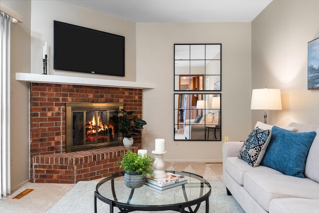 1569 Sheffield Dr, Ypsilanti, MI 48198 - carpeted living room featuring a fireplace and baseboards