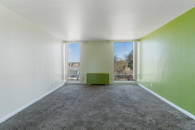 spare room with baseboards and carpet