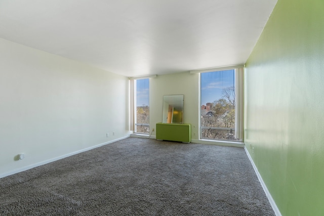 carpeted spare room featuring baseboards