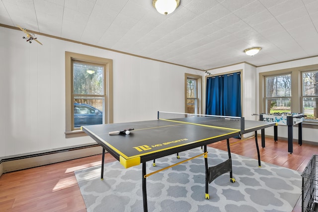 551 W Bridge St, Plainwell, MI 49080 - game room featuring a baseboard heating unit, ornamental molding, and a wealth of natural light