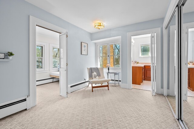551 W Bridge St, Plainwell, MI 49080 - sitting room with a baseboard heating unit and a healthy amount of sunlight