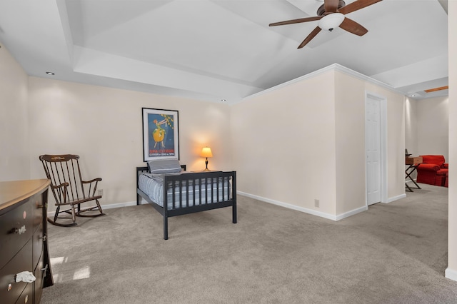 551 W Bridge St, Plainwell, MI 49080 - carpeted bedroom featuring a tray ceiling and baseboards