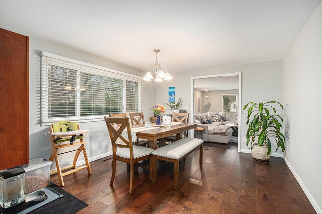 3804 Lincoln Ave, Saint Joseph, MI 49085 - dining room featuring a chandelier, wood-type flooring, and a healthy amount of sunlight