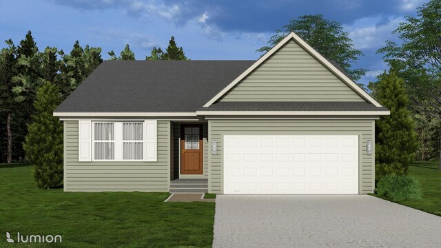 775 Reagan Ln, Milan, MI 48160 - ranch-style house featuring a front lawn, a garage, and concrete driveway