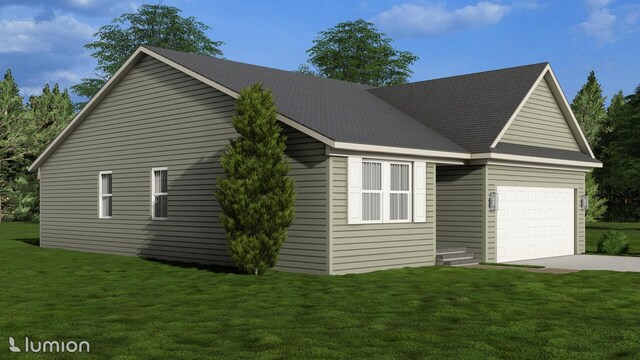 775 Reagan Ln, Milan, MI 48160 - view of property exterior with driveway, a lawn, and a garage