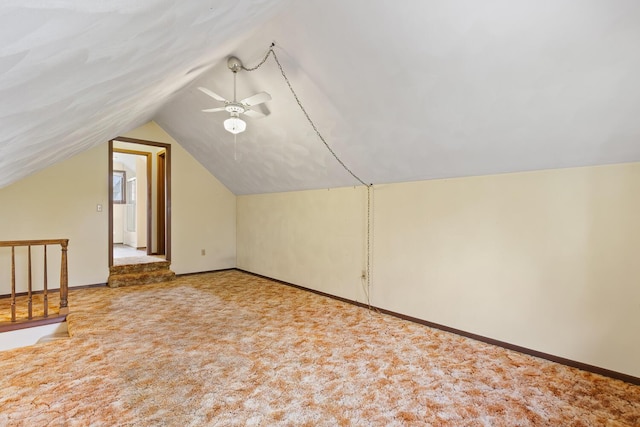 4675 Treat Hwy, Adrian, MI 49221 - bonus room with ceiling fan, baseboards, lofted ceiling, and carpet floors