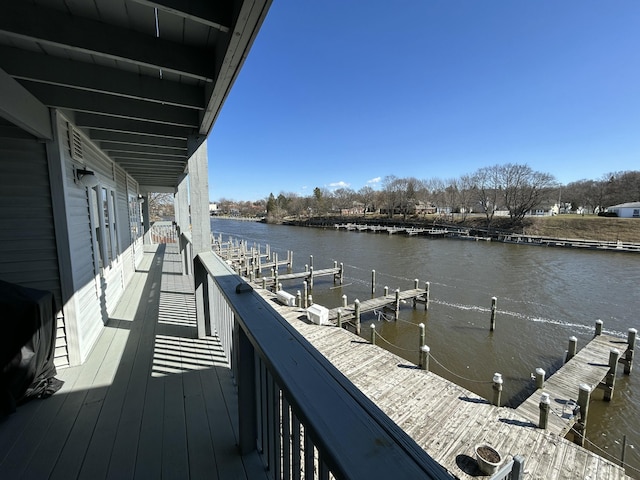 view of dock featuring a water view