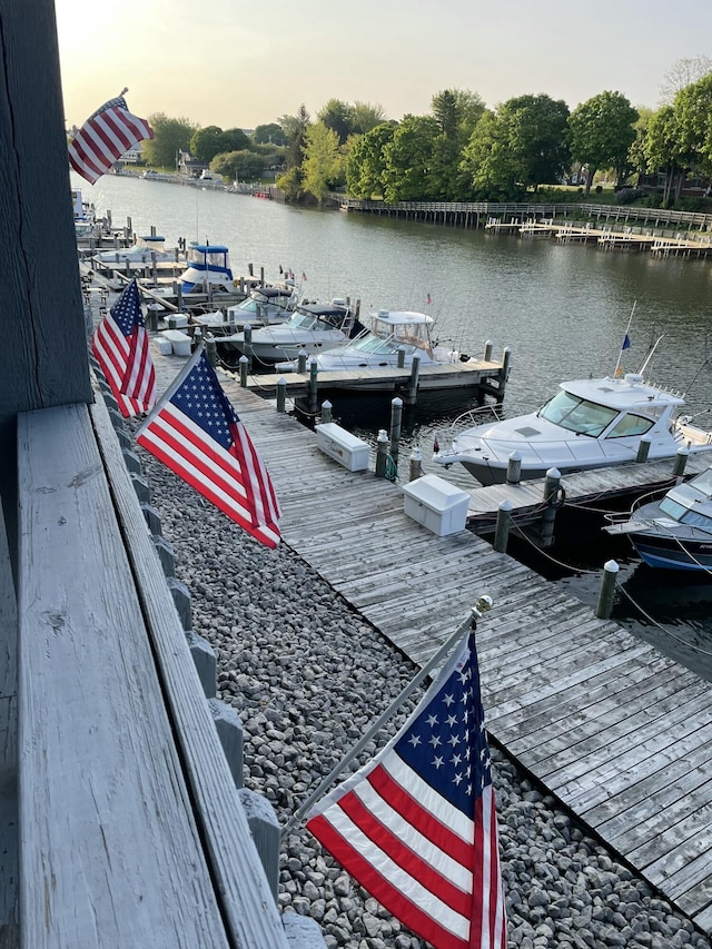 view of dock featuring a water view