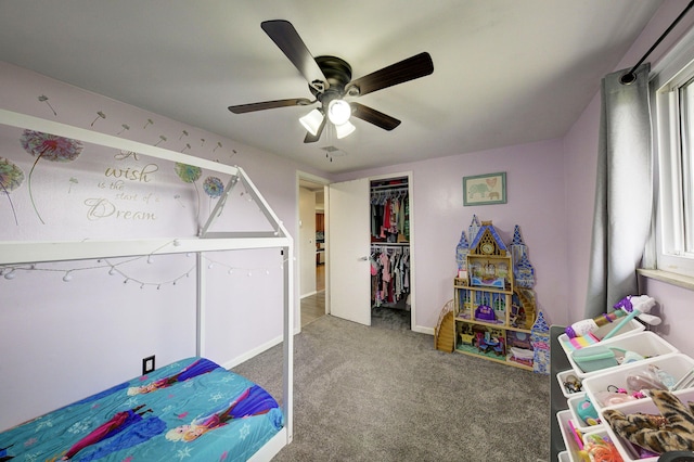8550 Gratiot Ave, Columbus, MI 48063 - bedroom featuring carpet, a closet, baseboards, and ceiling fan