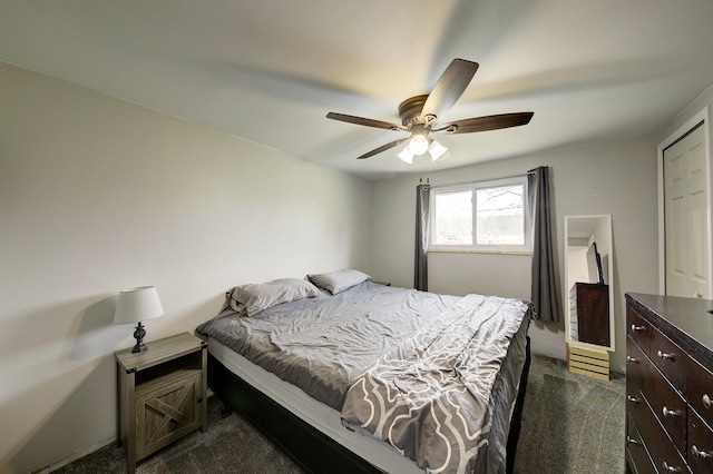 8550 Gratiot Ave, Columbus, MI 48063 - bedroom featuring ceiling fan and dark colored carpet