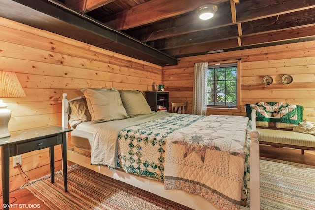 12801 Hills Rd, Buchanan, MI 49107 - bedroom featuring wood walls