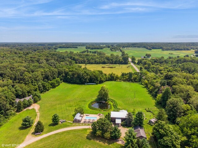 12801 Hills Rd, Buchanan, MI 49107 - birds eye view of property featuring a rural view and a forest view