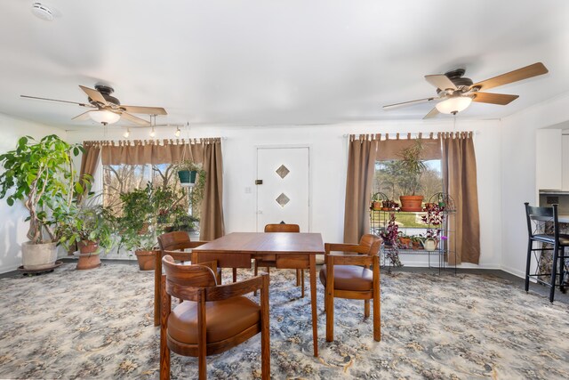 7190 Thornapple River Ct SE, Alto, MI 49302 - dining area featuring ceiling fan and plenty of natural light