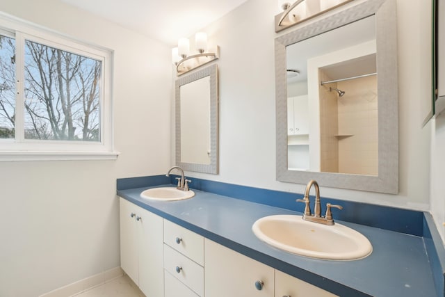 2380 Nixon Rd, Ann Arbor, MI 48105 - full bathroom with double vanity, baseboards, and a sink