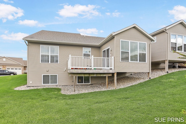 1549 Center Hill Rd SE Unit 37, Lowell, MI 49331 - rear view of house with a yard, a deck, and a shingled roof