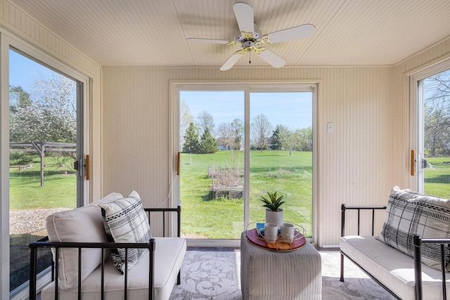 6010 Long Lake Rd, Berrien Springs, MI 49103 - sunroom featuring ceiling fan