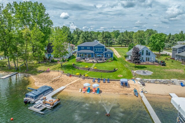 7140 Holiday Dr, Canadian Lakes, MI 49346 - birds eye view of property featuring a water view